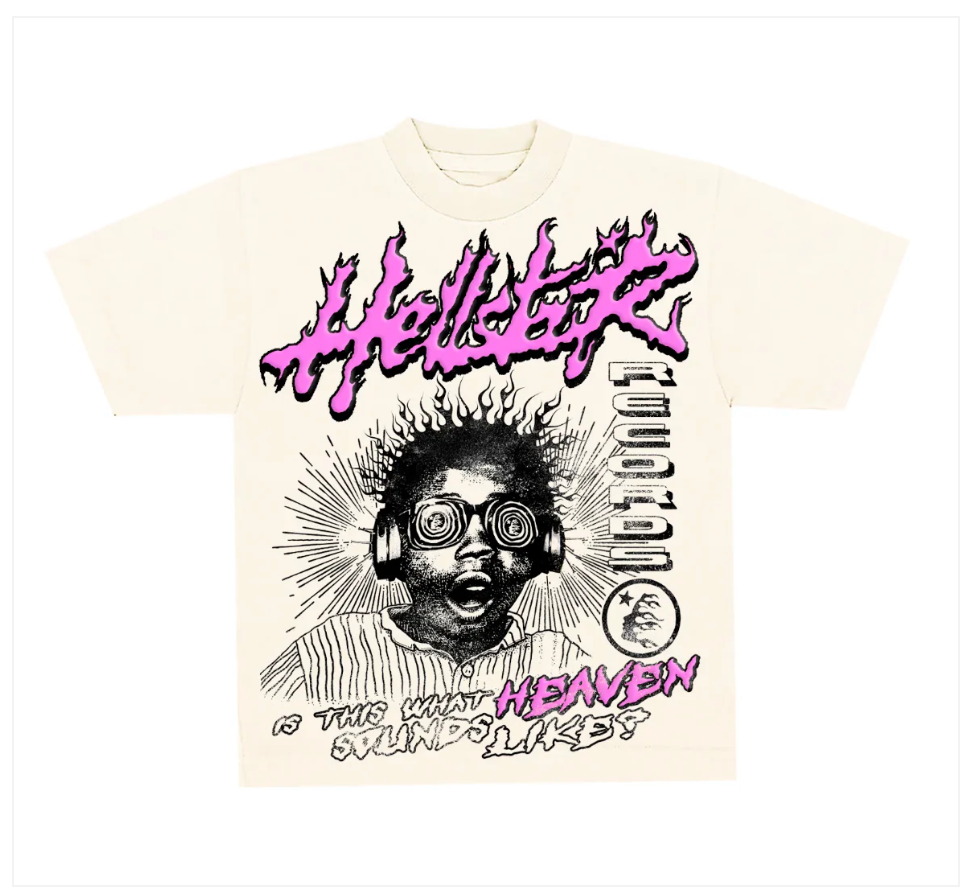 Hellstar Studios Heaven Sounds Like Short Sleeve Tee Shirt Cream POS