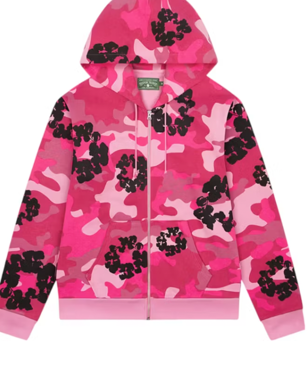 Denim Tears The Cotton Wreath Zip Sweatshirt Pink Camo POS