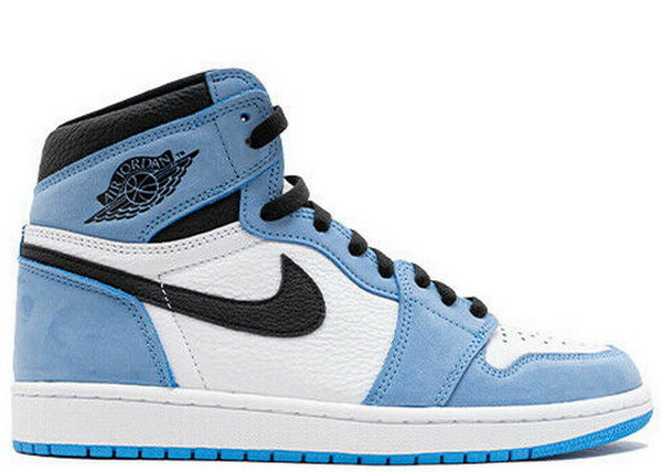 Jordan 1 blue and black hot sale and white