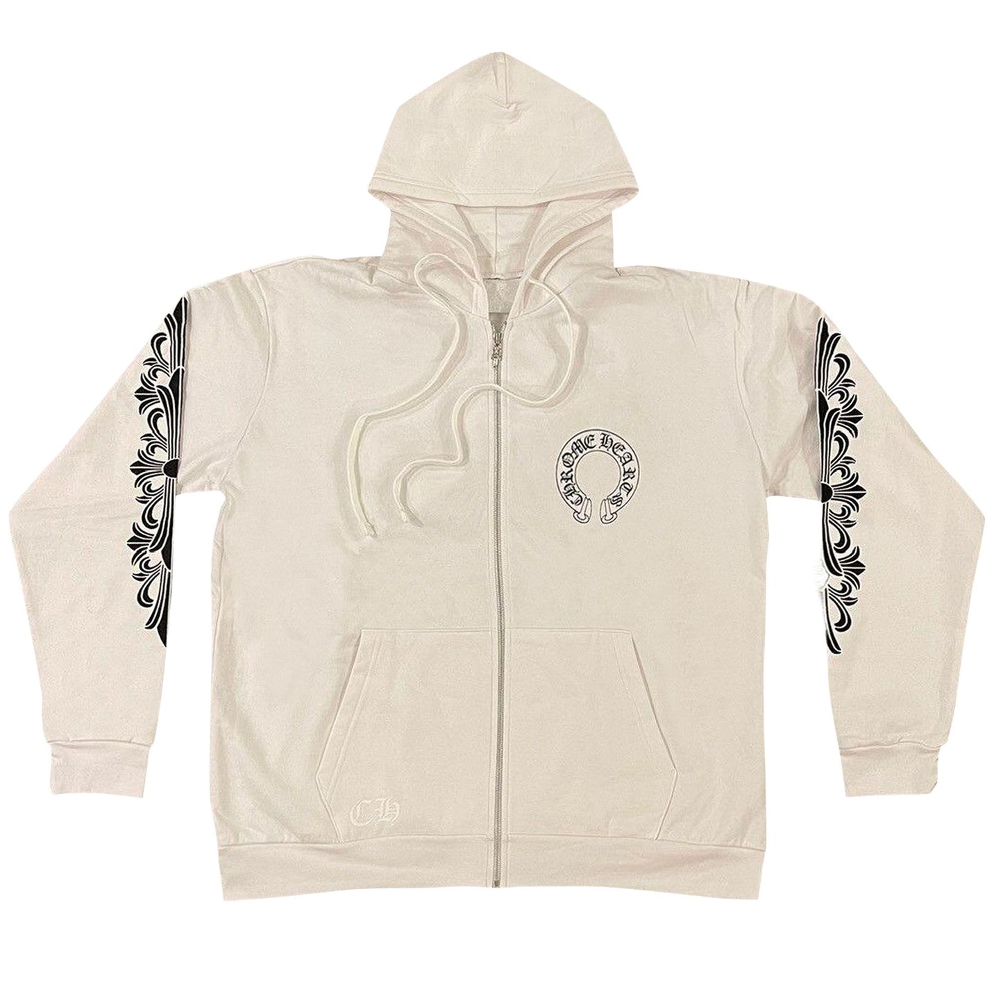 Chrome Hearts Vertical Logo Hoodie White