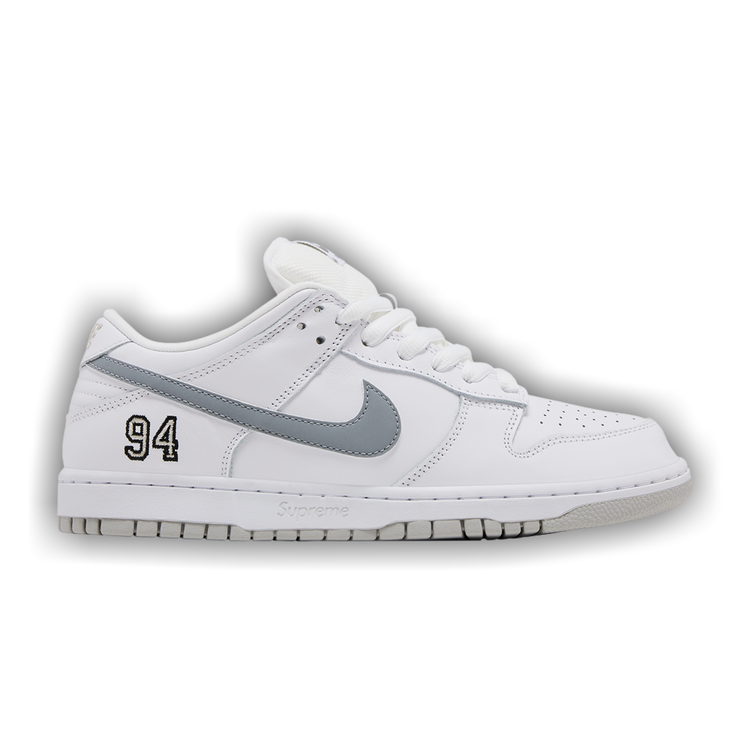 Supreme x Nike Dunk Low SB 'White Metallic Silver'