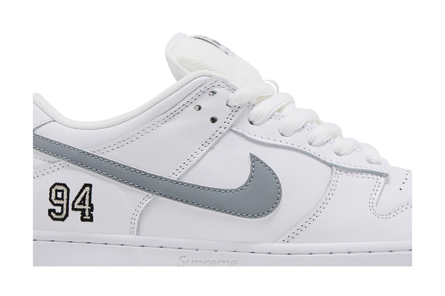 Supreme x Nike Dunk Low SB 'White Metallic Silver'