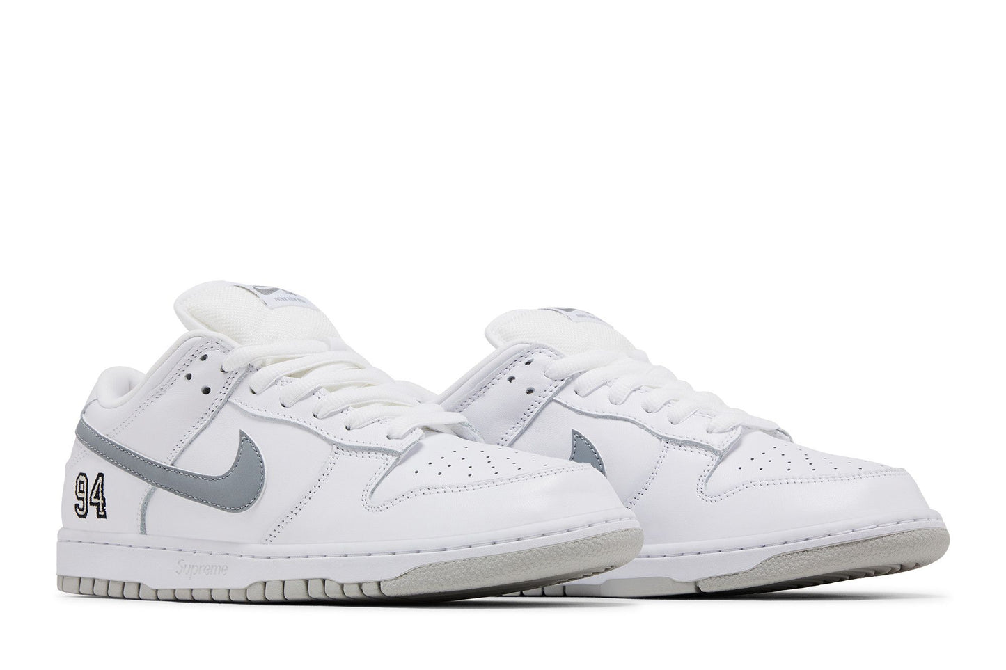 Supreme x Nike Dunk Low SB 'White Metallic Silver'