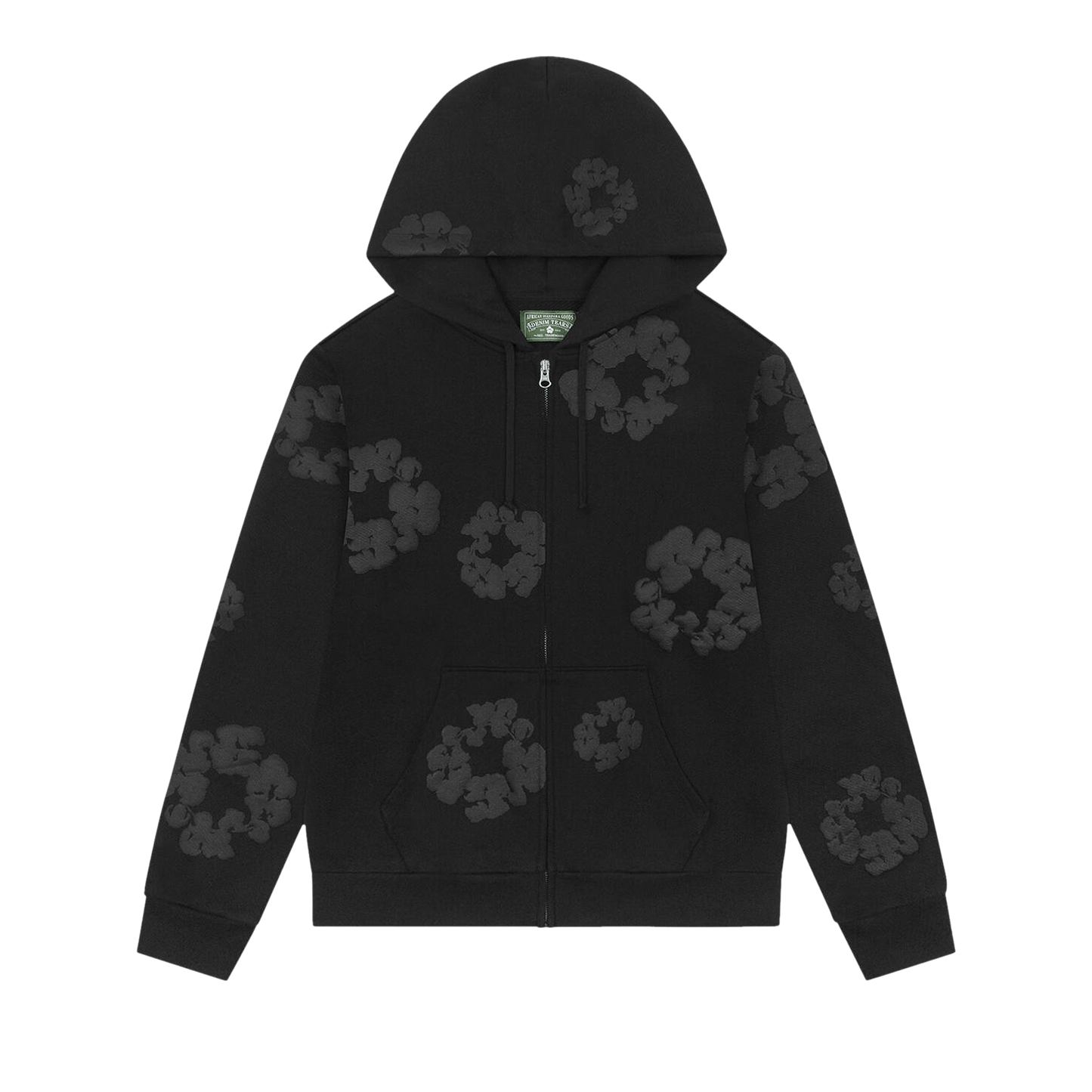 Denim Tears Mono Cotton Wreath Zip Hoodie Black