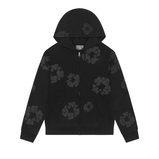 Denim Tears Mono Cotton Wreath Zip Hoodie Black