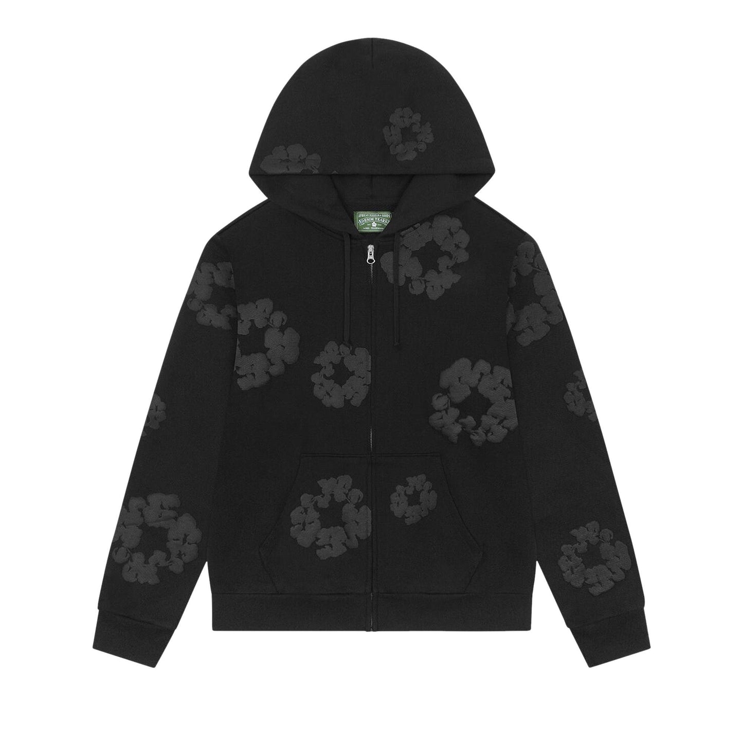 Denim Tears Mono Cotton Wreath Zip Hoodie Black