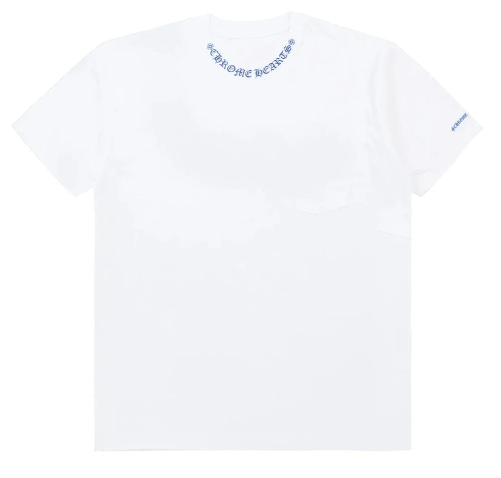 Chrome Hearts Neck Logo White/Blue T-Shirt Large