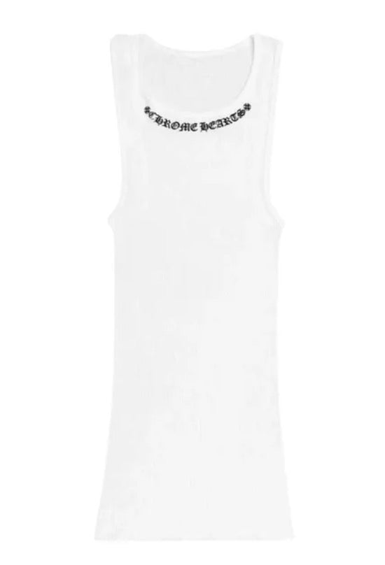 Chrome Hearts Scroll Logo Rib Tank White Large