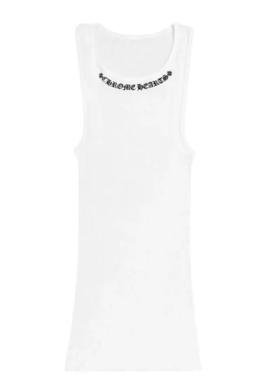 Chrome Hearts Scroll Logo Rib Tank White Large