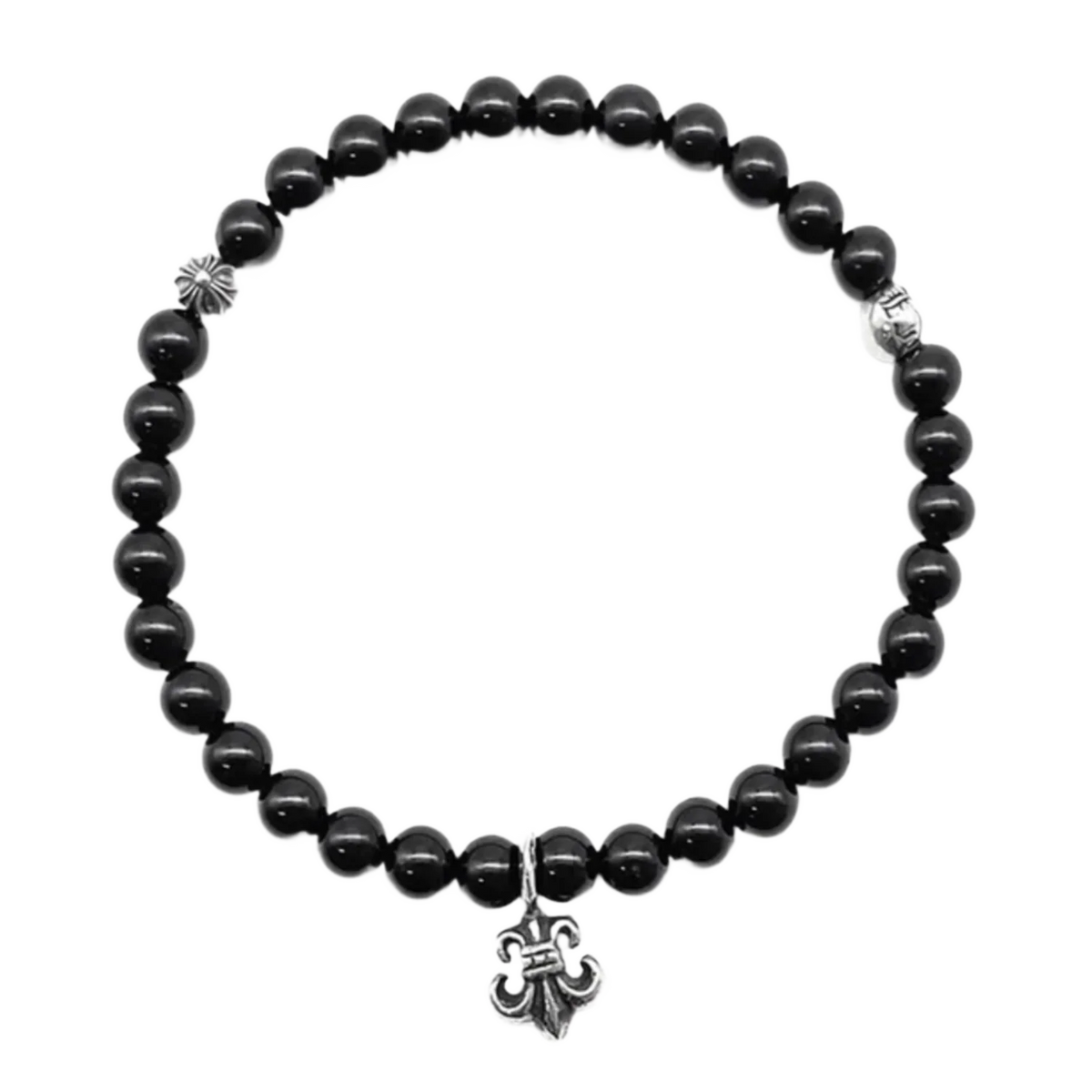 Chrome Hearts Silver Fleur Bead Bracelet