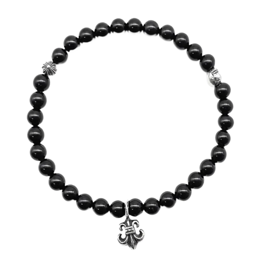 Chrome Hearts Silver Fleur Bead Bracelet