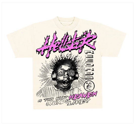 Hellstar Studios Heaven Sounds Like Short Sleeve Tee Shirt Cream POS