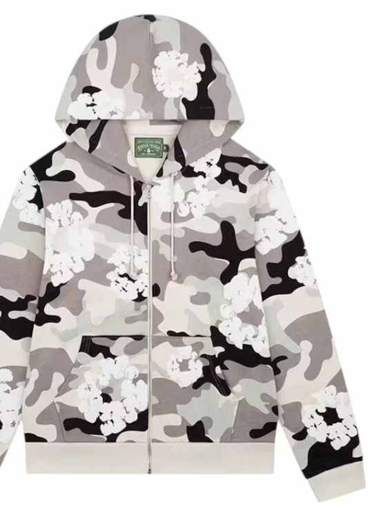 Denim Tears The Cotton Wreath Zip Sweatshirt White Camo POS