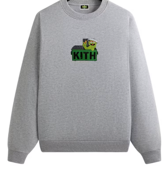 Kith x Sesame Street Oscar The Grouch Nelson Crewneck Medium Heather Grey