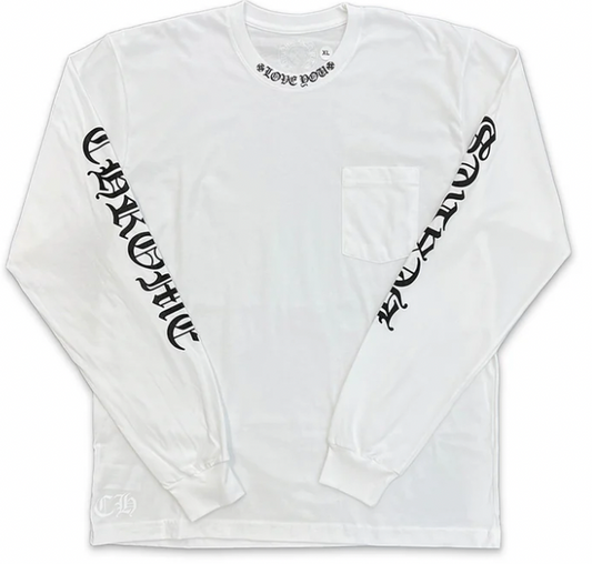 Chrome Hearts Love You Neck Logo L/S Tee "White" sz L