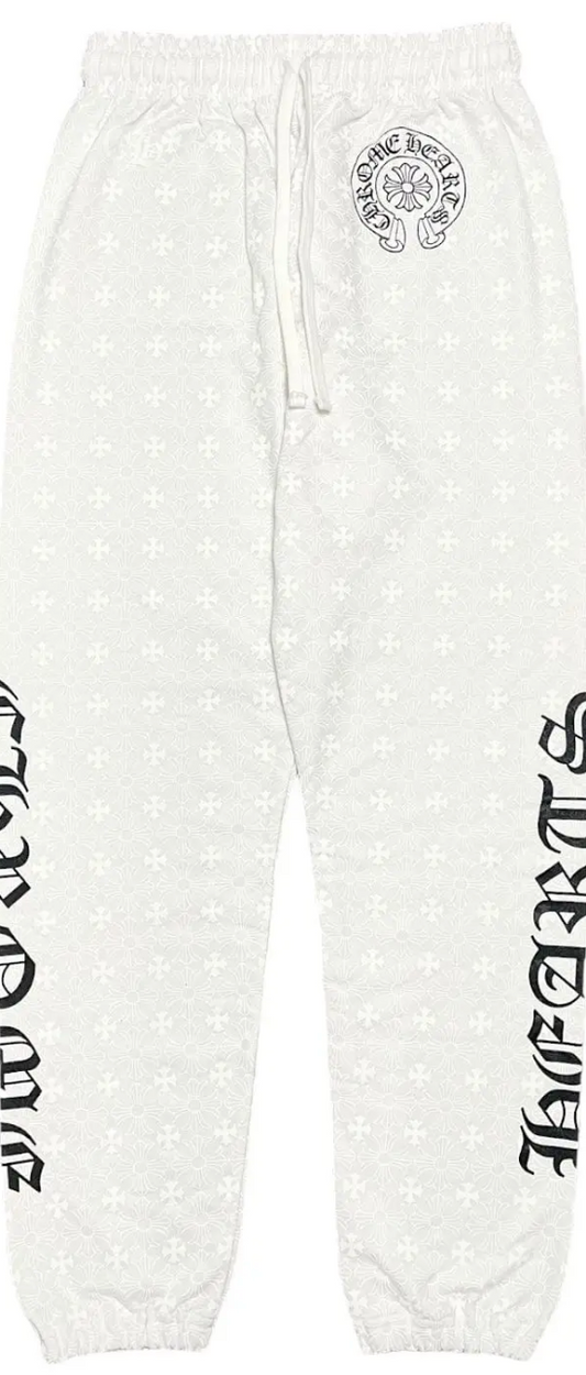 All Over Monogram Horseshoe Logo Sweatpants White POS