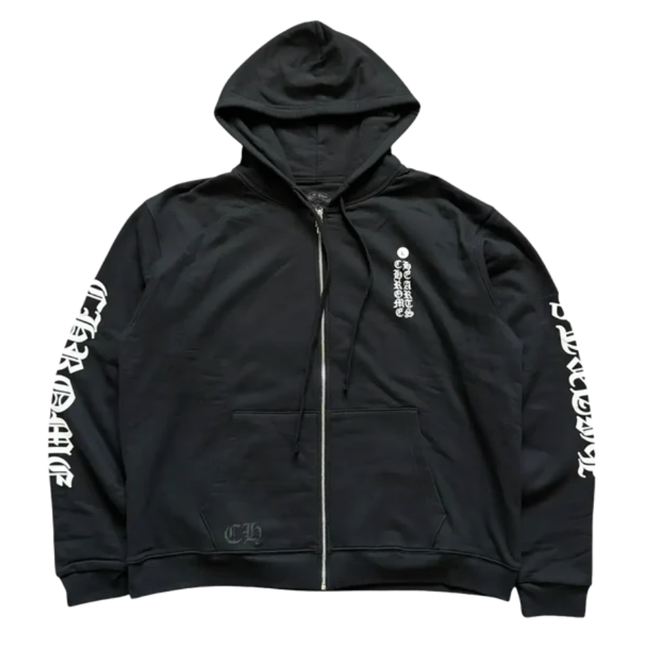 Chrome Hearts Thermal Lined Vertical Logo Zip-Up Hoodie Medium